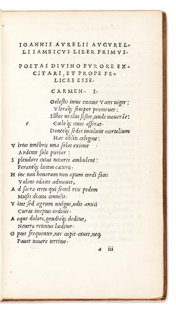 Augurelli, Giovanni Aurelio (1441-1524) [Iamblicus Liber I-II; Sermonum Liber I-II; Carminum Liber I-II].